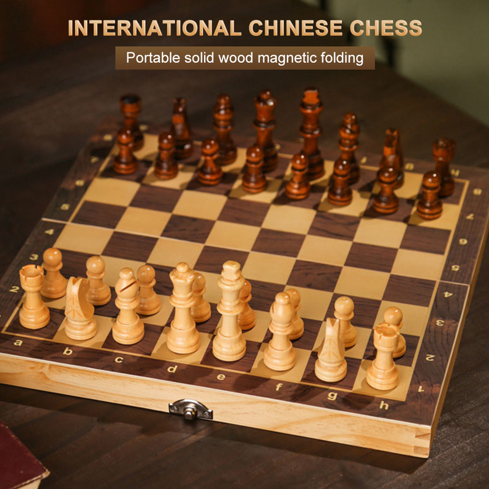 Chess Set Wooden - Duża szachownica rozwijająca myślenie strategiczne, drewniany