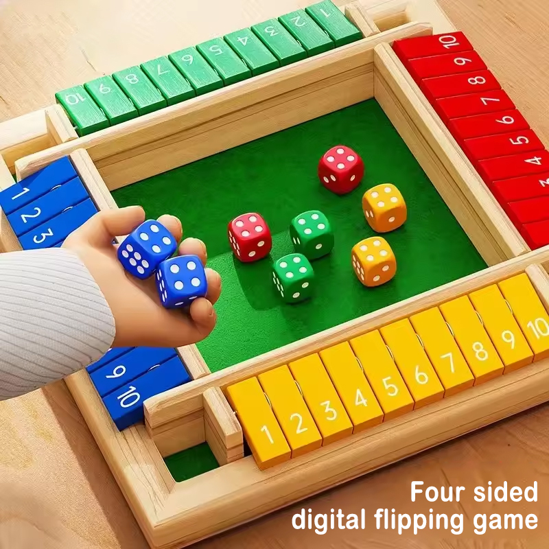 Board Game Flip 7 - Drewniana gra w pudełku z kostkami,