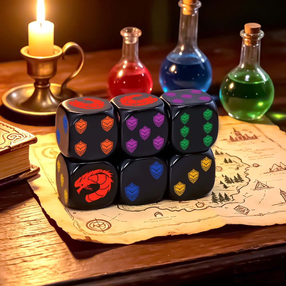 Dice Set Polyhedral - Zestaw 6 Sześciościennych Kostek Dragon Shield